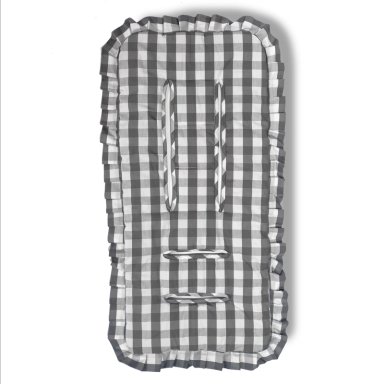 COJIN UNIVERSAL COCHE PASEO DISEÑO CUADROS GRIS 40 X 80 CM - 1