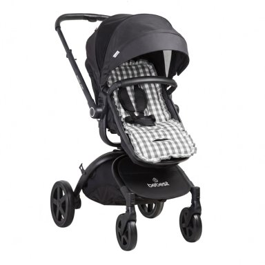 COJIN UNIVERSAL COCHE PASEO DISEÑO CUADROS GRIS 40 X 80 CM - 2