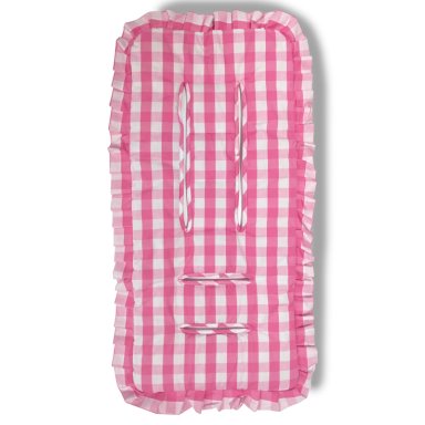 COJIN UNIVERSAL COCHE PASEO DISEÑO CUADROS ROSADO 40 X 80 CM - 1
