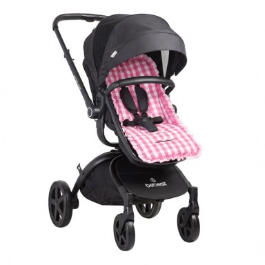 COJIN UNIVERSAL COCHE PASEO DISEÑO CUADROS ROSADO 40 X 80 CM - 2