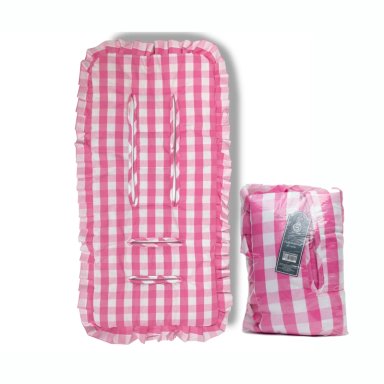 COJIN UNIVERSAL COCHE PASEO DISEÑO CUADROS ROSADO 40 X 80 CM - 5