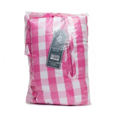 COJIN UNIVERSAL COCHE PASEO DISEÑO CUADROS ROSADO 40 X 80 CM - 6