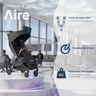 COCHE DE PASEO AIRE CABINA ULTRA COMPACTO NEGRO - 4