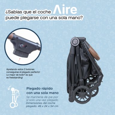 COCHE DE PASEO AIRE CABINA ULTRA COMPACTO NEGRO - 6