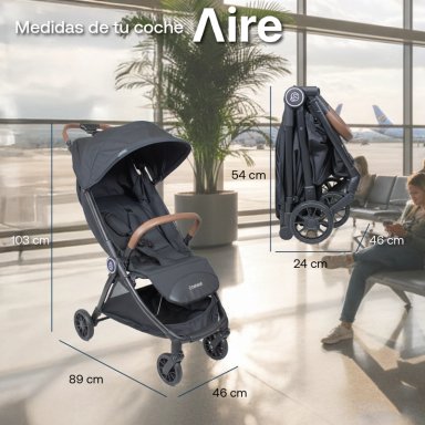 COCHE DE PASEO AIRE CABINA ULTRA COMPACTO NEGRO - 8