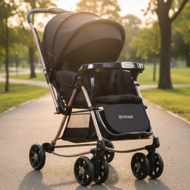 COCHE CUNA BALANCIN SX NEGRO DORADO BEBESIT - 2