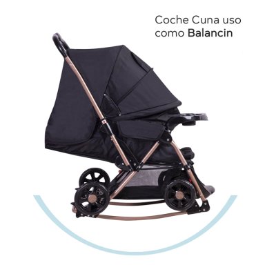 COCHE CUNA BALANCIN SX NEGRO DORADO BEBESIT - 9