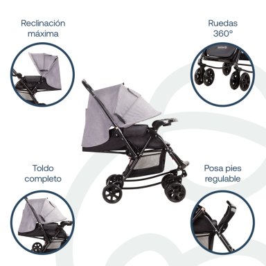COCHE CUNA BALANCIN SX GRIS MELANGE BEBESIT - 3