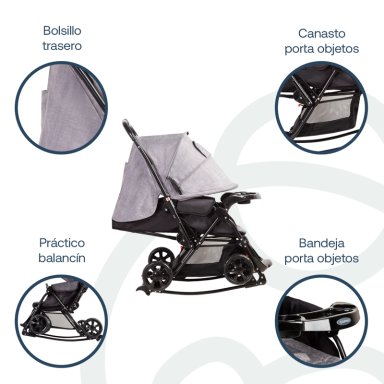 COCHE CUNA BALANCIN SX GRIS MELANGE BEBESIT - 4