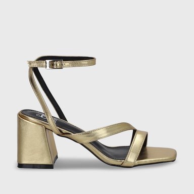 SANDALIA TACO DORADA MUJER 35132 - 2