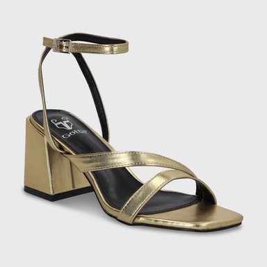 SANDALIA TACO DORADA MUJER 35132 - 3