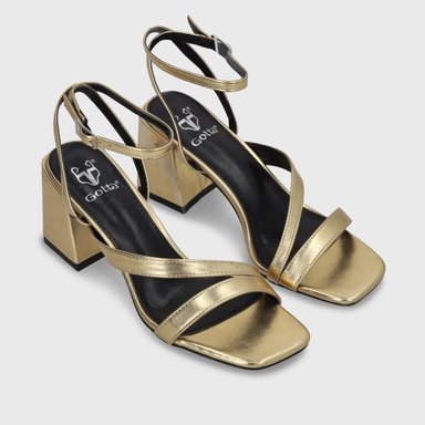 SANDALIA TACO DORADA MUJER 35132 - 4