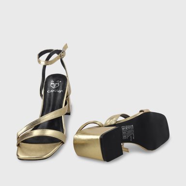 SANDALIA TACO DORADA MUJER 35132 - 8