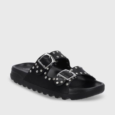 SANDALIA PLANA NEGRA MUJER 52060 - 3