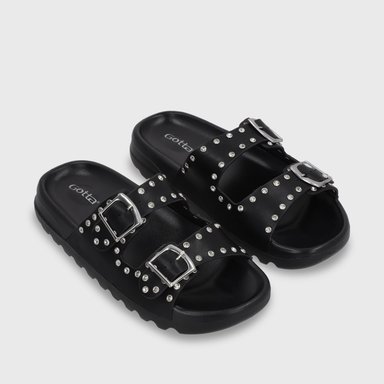 SANDALIA PLANA NEGRA MUJER 52060 - 4