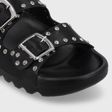 SANDALIA PLANA NEGRA MUJER 52060 - 7