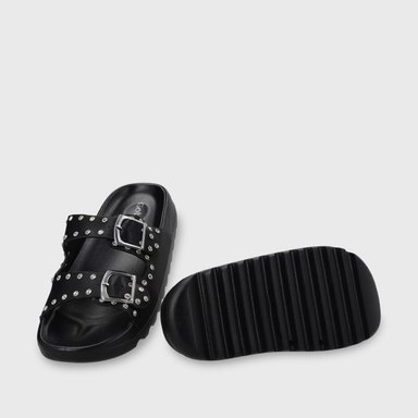 SANDALIA PLANA NEGRA MUJER 52060 - 8