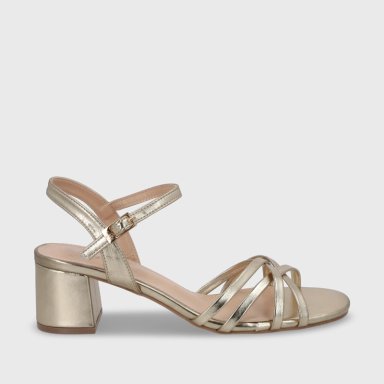 SANDALIA TACO DORADA MUJER 55901 - 2