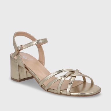 SANDALIA TACO DORADA MUJER 55901 - 3