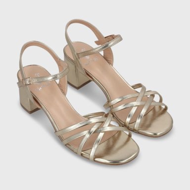 SANDALIA TACO DORADA MUJER 55901 - 4