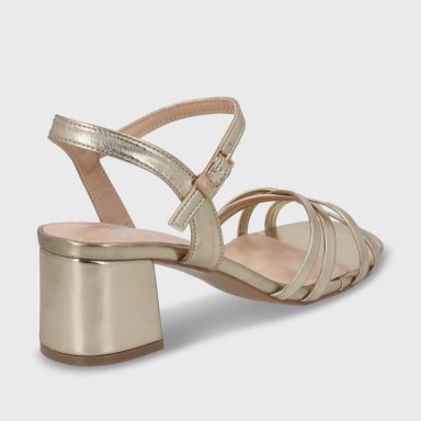 SANDALIA TACO DORADA MUJER 55901 - 6