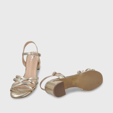 SANDALIA TACO DORADA MUJER 55901 - 8