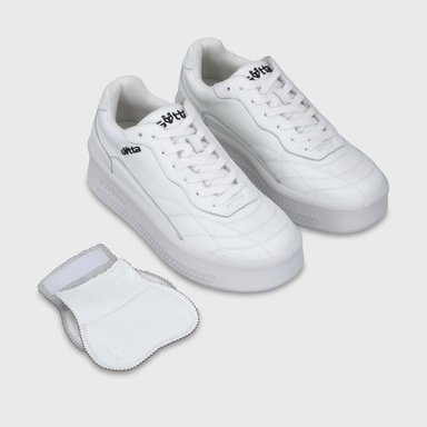 ZAPATILLA PLATAFORMA CUERO BLANCA MUJER 67311 - 4