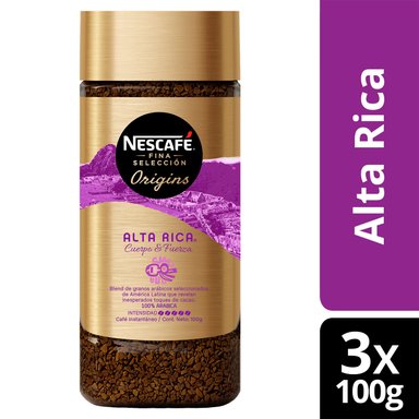 CAFÉ NESCAFÉ FINA SELECCIÓN ORIGINS ALTA RICA 100G X3 FRASCOS - 1