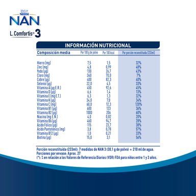LECHE NAN 3 L COMFORTIS TARRO 800G FÓRMULA INFANTIL - 2