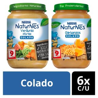 COLADO NESTLÉ 12 UNIDADES 215 GR FRASCO NATURNES VERDURAS MIXTAS GARBANZOS - 1