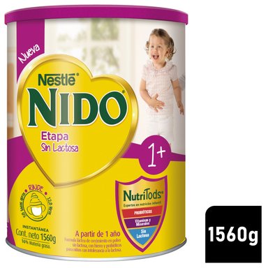 FÓRMULA LÁCTEA NIDO® 1+ SIN LACTOSA TARRO 1560G - 1