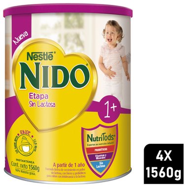 FÓRMULA LÁCTEA NIDO® 1+ SIN LACTOSA 1560G X4 TARROS - 1