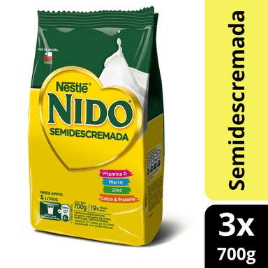 LECHE EN POLVO SEMIDESCREMADA NESTLÉ 700 GR 3 UN BOLSA NIDO - 1