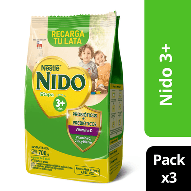LECHE EN POLVO SEMIDESCREMADA NESTLÉ 700 GR 3 UN BOLSA NIDO ETAPA 3+ - 1