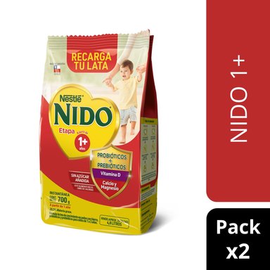 LECHE EN POLVO DESCREMADA NIDO 700 GR 2 UN BOLSA FÓRMULA LÁCTEA ETAPA 1+ - 1