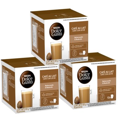 PACK 3 CAFÉ NESCAFÉ DOLCE GUSTO® CAFÉ AU LAIT 10 CÁPSULAS - 1
