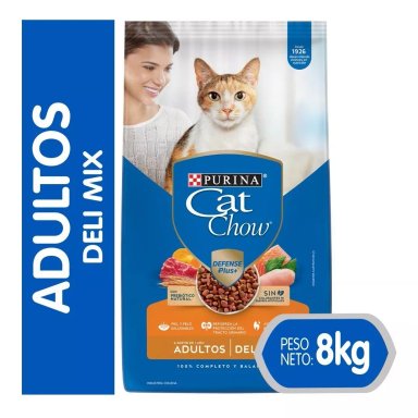ALIMENTO SECO GATOS ADULTO CAT CHOW 8 KG DELIMIX - 1