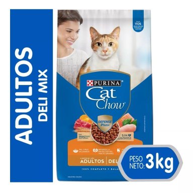 ALIMENTO SECO GATOS ADULTO CAT CHOW 3 KG DELIMIX - 1
