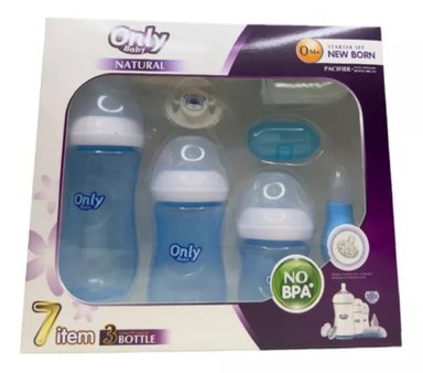 SET 7 PIEZAS BIBERON ONLY NEW BORN 0M+ CELESTE - 1