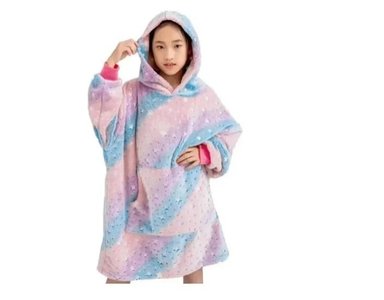 POLERON MANTA CAPUCHA INVIERNO PARA NIÑAS FELPA - LILA - 1