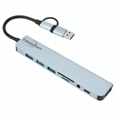 HUB ADAPTADOR USB TIPO C 8 EN 2 PARA MAC MACBOOK WINDOWS - 1