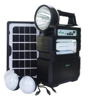 KIT LAMPARA SOLAR DE CAMPING USB + RADIO + BLUETOOTH COLOR NEGRO - 1
