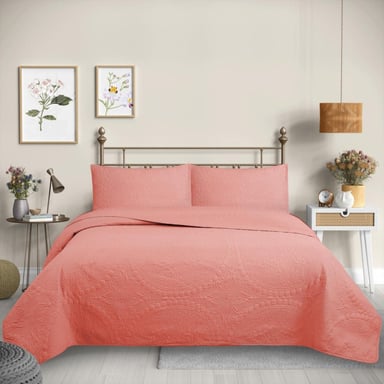 CUBRECAMA QUILT REVERSIBLE 2 PLAZAS CORAL - WONDER COLLECTION MARTINE - 2