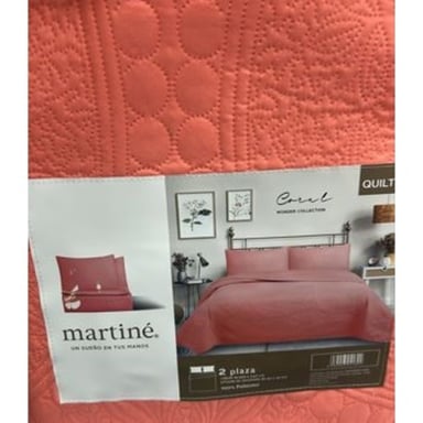 CUBRECAMA QUILT REVERSIBLE 2 PLAZAS CORAL - WONDER COLLECTION MARTINE - 3