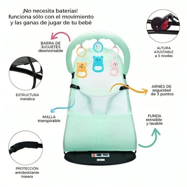 SILLA MECEDORA BEBE COLUMPIO INFANTIL PORTATIL AJUSTABLE - 2