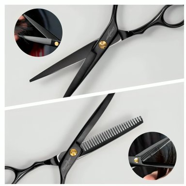 SET TIJERAS PELUQUERIA BARBERIA CORTA PELO ENTRESACADOR 14PC - 1