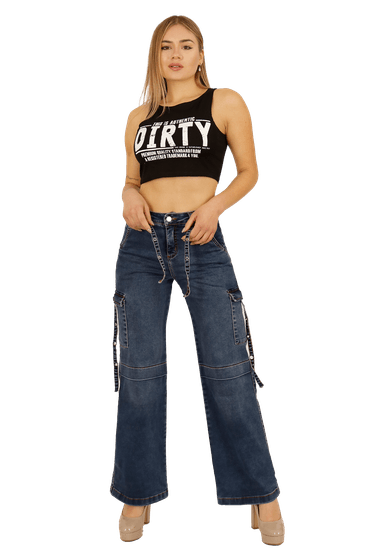 JEANS ALGODÓN SKINNY MUJER DIRTY JEANS AZUL JE3702A CARGO - 1