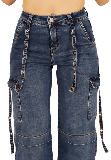 JEANS ALGODÓN SKINNY MUJER DIRTY JEANS AZUL JE3702A CARGO - 3