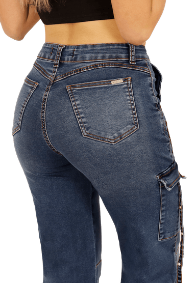 JEANS ALGODÓN SKINNY MUJER DIRTY JEANS AZUL JE3702A CARGO - 4
