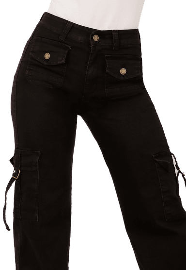 JEANS ALGODÓN MUJER DIRTY JEANS NEGRO CARGO JE3743N - 3